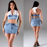 Fun plans denim skirt set