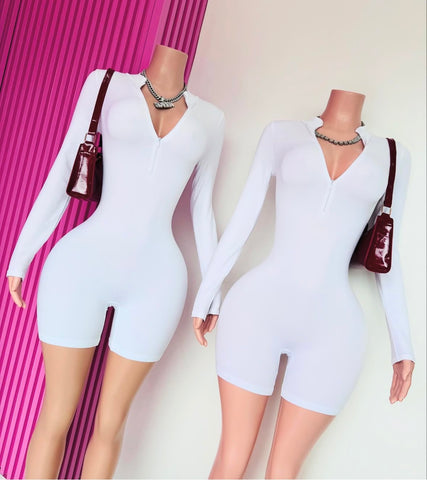 White zipper romper