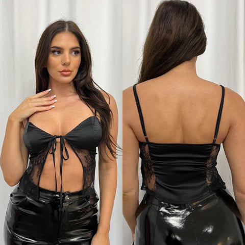 Top tier satin lace top