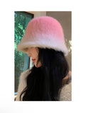 Ombré fur bucket hat