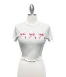 Triple ribbon crop top