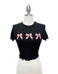 Triple ribbon crop top