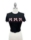 Triple ribbon crop top