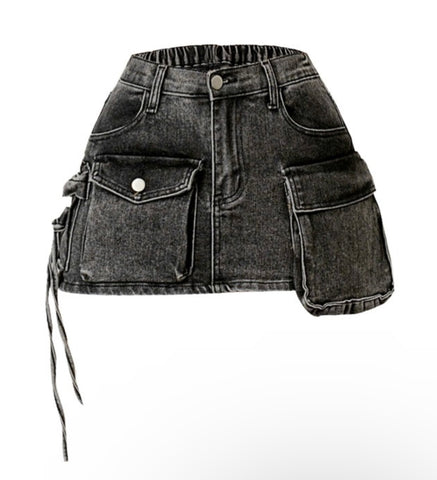 Living life Denim cargo skirt