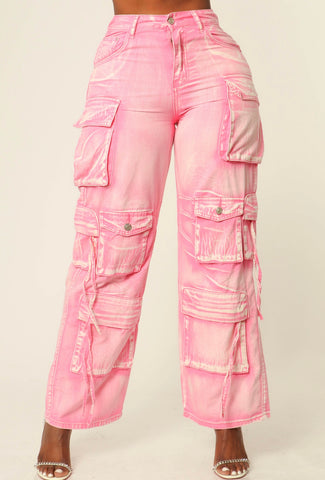 Pink mineral cargo pants