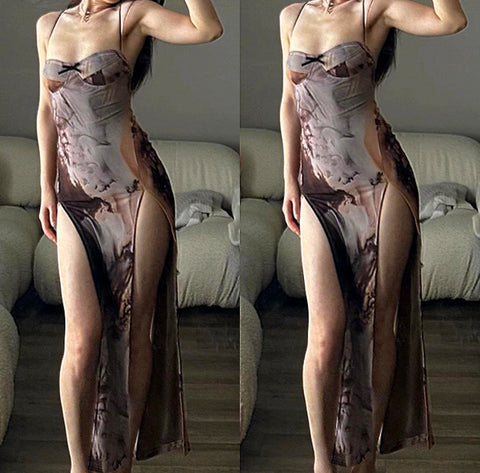 Brown combo dress