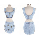 Desire denim skirt set