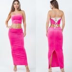 Velour lace maxi skirt set