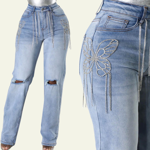 Butterfly Crystal Jeans