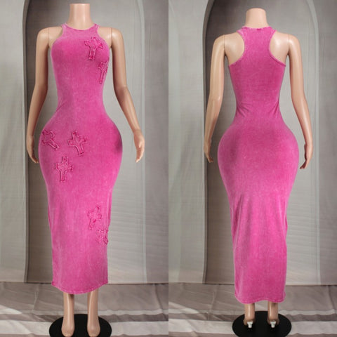 Pink cross maxi dress