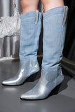 Denim and silver cowboy boots